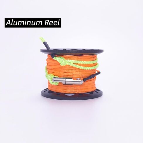 Scuba Diving Reel 100ft Scuba Finger Spool Aluminum Alloy with 316 Stainless Steel Double-Ended Bolt Snap Clip Anchor Rope Reel for Water Sports,Wreck Cave Diving,Snorkeling, Spearfishing in Saudi Arabia