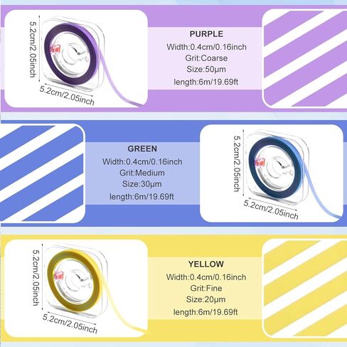 3pcs Dental Polishing Strip, Teeth Sanding Grinding Tool Tooth Polish Abrasive Supplies Kit for Chipped Teeth Sandpaper Clean Dental Floss File Finishing Professional & Home Use (Yellow, Blue, Purple) in Kuwait
