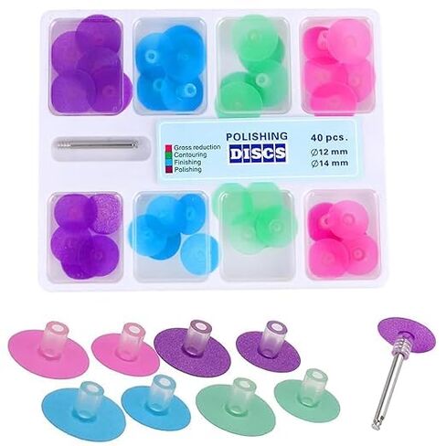 Dental Polishing Discs Professional Dentistry Disc Assorted Kit Material Tools Polish with Stem Mandrel Accessories Filling Finishing(40pcs) in Kuwait