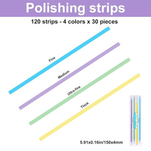 120pcs Dental Polishing Strips, 4 Colors Teeth Sanding Grinding Filer Tool Tooth Polishing Strips Teeth Polish Sandpaper Abrasive File Kit Floss Polisher for Oral Health Cleaning Gloss Contouring in Kuwait