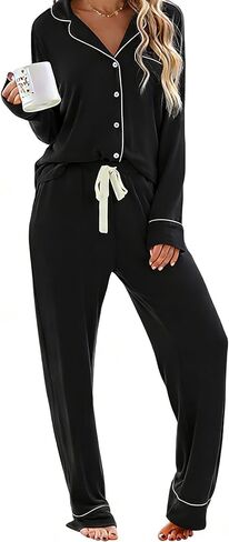 Rongtai Womens Pajama Sets Cotton Comfy Comfy شعور بوجاما مجموعة طويلة الأكمام سام 2 pcs nightwear s-xxl in Kuwait