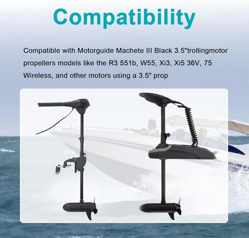 3-Blade Trolling Motor Propeller Compatible with Motorguide Machete III Trolling Motor - 3.5" Hub Small Boat Shallow-Water Replacement Drill Power Replace#: MGA089B in Kuwait