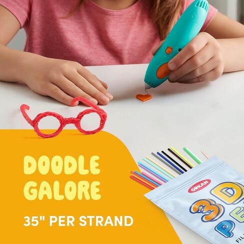 300 x ORKAN 3D Pen Filament Refills | Only Compatible with The 3Doodler Start+ | 15 Rainbow Colors | 6" x 2.5mm PCL Eco-Filament Strands | Safe for Kids | Only for 3Doodler Start+ 3D Pen in Saudi Arabia