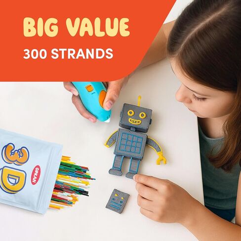 300 x ORKAN 3D Pen Filament Refills | Only Compatible with The 3Doodler Start+ | 15 Rainbow Colors | 6" x 2.5mm PCL Eco-Filament Strands | Safe for Kids | Only for 3Doodler Start+ 3D Pen in Saudi Arabia
