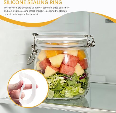 6 قطع من الأختام المطاطية للجرار الزجاجية، حشيات بديلة من السيليكون، أختام مطاطية مانعة للتسرب، لأختام مرطبانات التعليب، لحفظ الطعام، أبيض in Kuwait