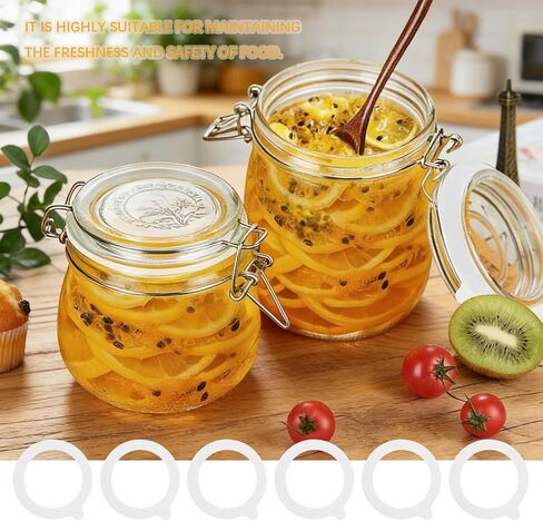 6 قطع من الأختام المطاطية للجرار الزجاجية، حشيات بديلة من السيليكون، أختام مطاطية مانعة للتسرب، لأختام مرطبانات التعليب، لحفظ الطعام، أبيض in Kuwait