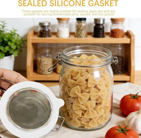 6 قطع من الأختام المطاطية للجرار الزجاجية، حشيات بديلة من السيليكون، أختام مطاطية مانعة للتسرب، لأختام مرطبانات التعليب، لحفظ الطعام، أبيض in Kuwait