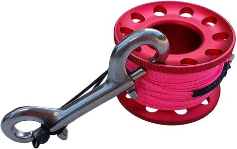 Baosity Scuba Diving Finger Spool Reel Line, 15M Aluminium Compact Snorkeling Dive Reel Spool Line with Stainless Steel Clip, Red in Kuwait