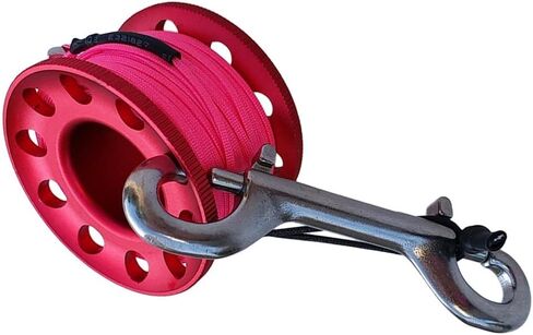 Baosity Scuba Diving Finger Spool Reel Line, 15M Aluminium Compact Snorkeling Dive Reel Spool Line with Stainless Steel Clip, Red in Kuwait