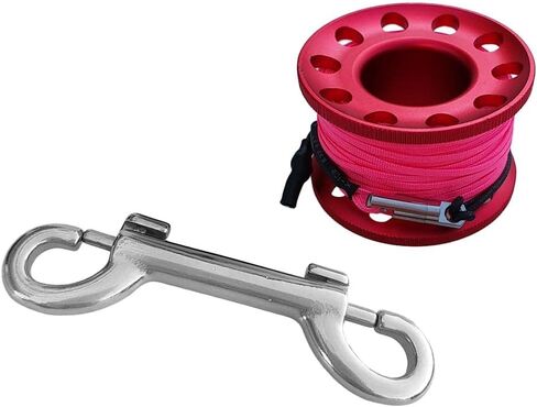 Baosity Scuba Diving Finger Spool Reel Line, 15M Aluminium Compact Snorkeling Dive Reel Spool Line with Stainless Steel Clip, Red in Kuwait