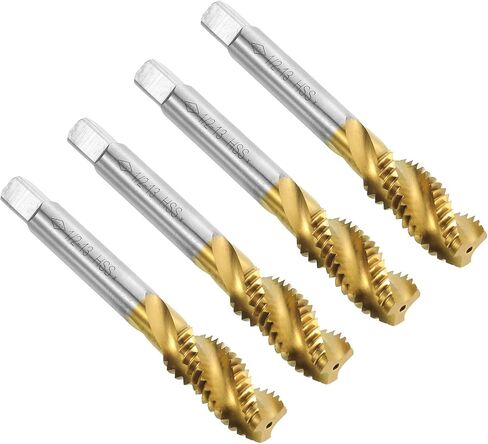 uxcell 4pcs Spiral Flute Thread Taps, 1/2-13 UNC H2 Screw Threading Tap, Titanium Coated 6542 High Speed Steel Machine Tapping Tools for Machinist Repair in Saudi Arabia