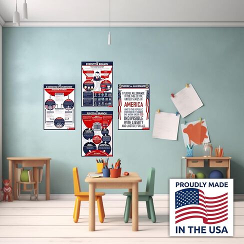 16 US Government History LARGE poster pack Charts for classrooms 12.5x18 Matt (Young N Refined) in Kuwait