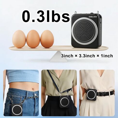 Voice Amplifier for Teachers with Wired Handheld Microphone and Headset Microphone, 2800mAh Mini Pa System Bluetooth Personal Portable Speaker for Classroom, Meeting and Yoga, Black in Saudi Arabia