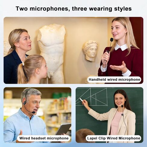 Voice Amplifier for Teachers with Wired Handheld Microphone and Headset Microphone, 2800mAh Mini Pa System Bluetooth Personal Portable Speaker for Classroom, Meeting and Yoga, Black in Saudi Arabia