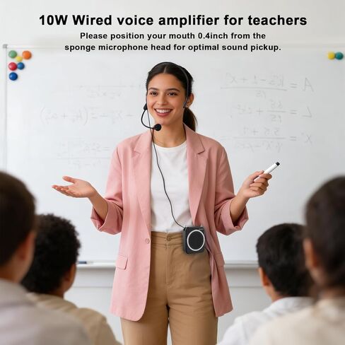 Voice Amplifier for Teachers with Wired Handheld Microphone and Headset Microphone, 2800mAh Mini Pa System Bluetooth Personal Portable Speaker for Classroom, Meeting and Yoga, Black in Saudi Arabia