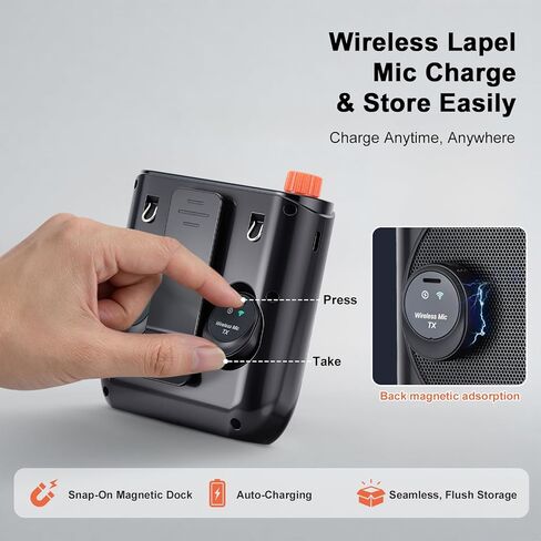 مضخم صوت هاكوتا مع ميكروفون لاسلكي مغناطيسي، مكبر صوت بلوتوث محمول للمعلمين مع 2 ميكروفون، مضخم صوت قابل لإعادة الشحن للفصول الدراسية/الاجتماعات/التدريب/في الهواء الطلق in Kuwait