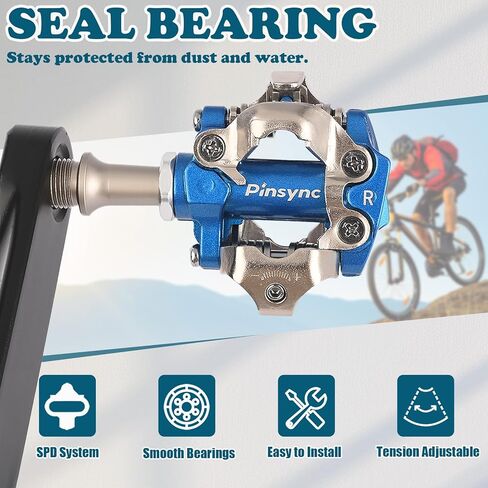 دواسات دراجة SPD، دواسات MTB بدون مشبك مع مرابط، دواسة دراجة جبلية من الألومنيوم CNC مزدوجة الجوانب مقاس 9/16 بوصة متوافقة مع نظام SPD، للدراجات الجبلية والحصى in Saudi Arabia