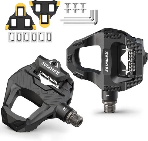 BUCKLOS SPD-SL Pedals Road Bike Clipless Flat Combo Dual Sides Pedal Compatible with Shimano Cleats-Carbon Fiber Sealed Bearing Bicycle Pedals Ride with Sneakers/Cycling Shoes in Saudi Arabia