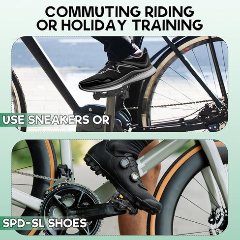 BUCKLOS SPD-SL Pedals Road Bike Clipless Flat Combo Dual Sides Pedal Compatible with Shimano Cleats-Carbon Fiber Sealed Bearing Bicycle Pedals Ride with Sneakers/Cycling Shoes in Saudi Arabia