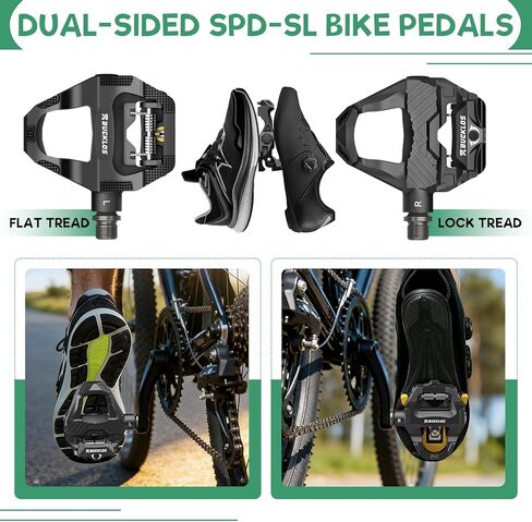 BUCKLOS SPD-SL Pedals Road Bike Clipless Flat Combo Dual Sides Pedal Compatible with Shimano Cleats-Carbon Fiber Sealed Bearing Bicycle Pedals Ride with Sneakers/Cycling Shoes in Saudi Arabia