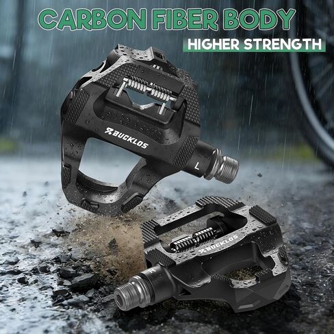 BUCKLOS SPD-SL Pedals Road Bike Clipless Flat Combo Dual Sides Pedal Compatible with Shimano Cleats-Carbon Fiber Sealed Bearing Bicycle Pedals Ride with Sneakers/Cycling Shoes in Saudi Arabia