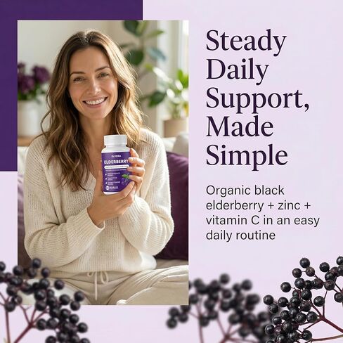 Elderberry - EIvera Gut Support Complex, Organic Black Elderberry Capsules, with Zinc & Vitamin C for Digestive Balance, Immune Support (1) in Saudi Arabia