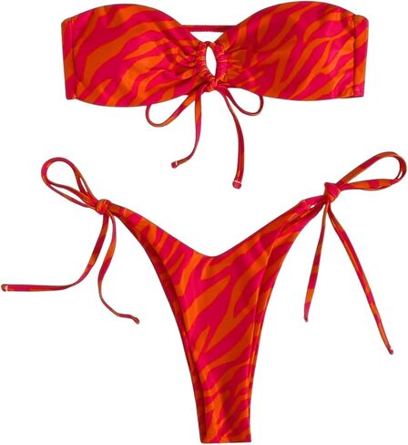 طقم بيكيني نسائي من SHENHE مكون من قطعتين برباط بدون حمالات وربطة جانبية in Kuwait