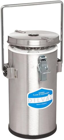 SCILOGEX Wide Mouth DILVAC Stainless Steel Cased Dewar Flask 4 Liter – for Liquid Nitrogen, Liquified Gases & Dry Ice – Cryogenic Storage Double-Walled Glass with Lid Clamps & Vented Lid - 4 Pack in Kuwait