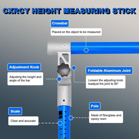 20FT Load Height Measuring Stick with Carrying Bag, Retractable Height Stick for Trucks, Truck Height Measuring Stick with Adjustable Pole, Accurately for Trucks, Car Haulers(Dark Blue) in Kuwait
