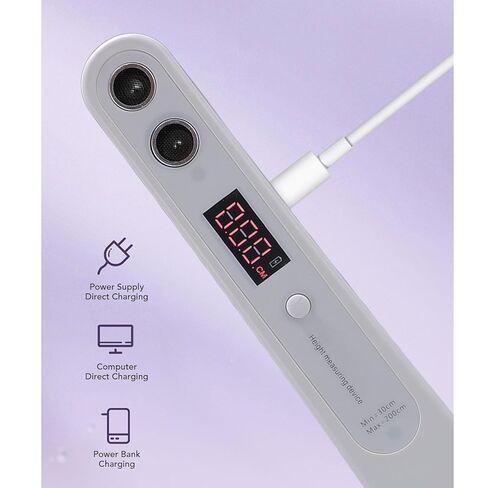 مقياس ارتفاع الجسم بالموجات فوق الصوتية المحمول مع شاشة LCD، جهاز قياس ارتفاع الجسم للأطفال والكبار، أداة قياس الارتفاع الرقمية الذكية المحمولة باليد in Kuwait