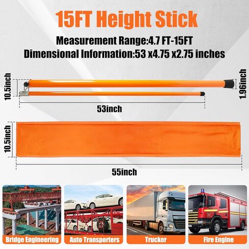 عصا قياس ارتفاع الحمولة، عصا ارتفاع الشاحنة المصنوعة من الألياف الزجاجية القوية بطول 20 قدمًا مع عمود قابل للتعديل، عصا قياس ارتفاع الشاحنة مع حقيبة حمل، عصا الارتفاع للشاحنات وناقلات السيارات in Kuwait