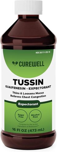 Tussin Guaifenesin Liquid | 100 mg Expectorant Syrup | Alcohol-Free & Sugar-Free | Cough and Cold Relief | Chest Congestion Relief | Thins & Loosens Mucus, 16 fl oz in Saudi Arabia