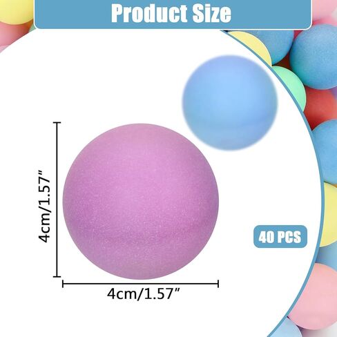 40 قطعة من كرات لعب بلاستيكية متعددة الألوان مقاس 40 مم، كرات تنس الطاولة، كرات بينج بونج الترفيهية، مشاريع DIY، ديكورات العطلات، أدوات تعليمية، ليست لحفر الكرات in Kuwait