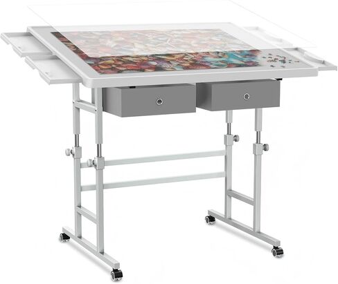 ALL4JIG 1500 Pieces Jigsaw Puzzle Table with Legs, 35.4"x26.4" Adjustable Puzzle Board for Adults, 3-Tilting Angles, Multi-Functional with 4+2 Drawers & Protective Cover in Kuwait