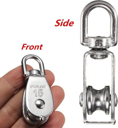 Pulleys Stainless Steel Pulley Single Wheel Swivel Lifting Rope 360 Degrees Rotatable Bearing Tools in Saudi Arabia