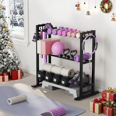 niffgaff 3 Tier Adjustable Dumbbell Rack, Weight Rack with Extended Base & Movable Hooks, 450 lb Capacity in Kuwait
