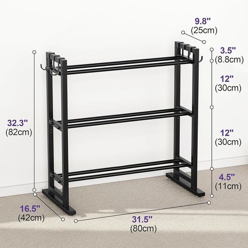 niffgaff 3 Tier Adjustable Dumbbell Rack, Weight Rack with Extended Base & Movable Hooks, 450 lb Capacity in Kuwait