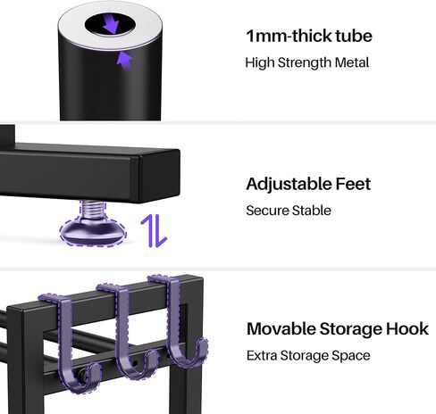 niffgaff 3 Tier Adjustable Dumbbell Rack, Weight Rack with Extended Base & Movable Hooks, 450 lb Capacity in Kuwait