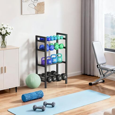 حامل دمبل من 4 طبقات، حامل وزن قابل للتعديل لصالة الألعاب الرياضية المنزلية، حامل ثقيل الوزن، تخزين أجراس كيتل بيل بسعة 800 رطل، منظم معدات التمرين (الرف فقط) in Kuwait