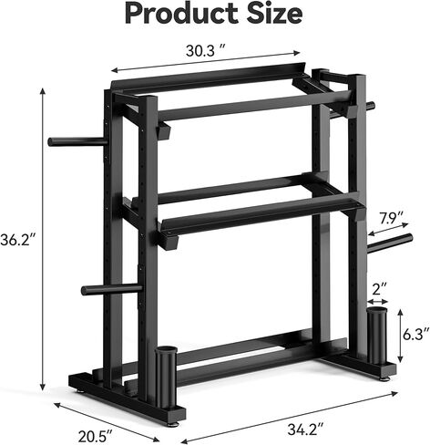 3-Tier Heavy-Duty Dumbbell and Plate Rack 1200LB Capacity, Adjustable Weight Storage Stand for Dumbbells, Kettlebells, Barbells & Weight Plates, Compact Multifunctional Organizer for Home Gym in Kuwait