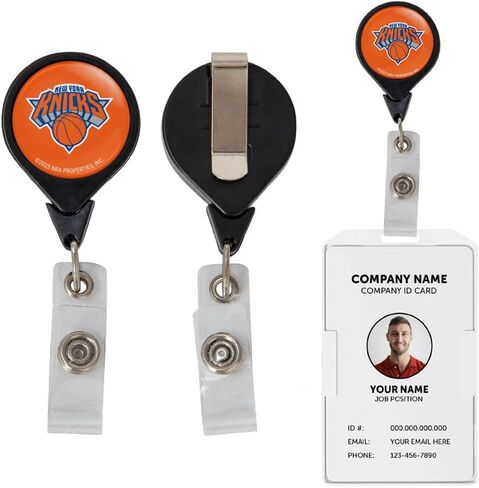 حامل شارة Desert Cactus New York Knicks NY قابل للسحب، بكرة معرف NBA مع مشبك تذكرة للحبل والعمل والمدرسة والمكتب (التصميم B) in Saudi Arabia