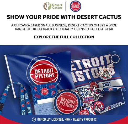 حامل شارة Desert Cactus Detroit Pistons قابل للسحب، بكرة معرف NBA مع مشبك تذكرة للحبل، والعمل، والوصول إلى المدرسة والمكتب (التصميم A) in Saudi Arabia