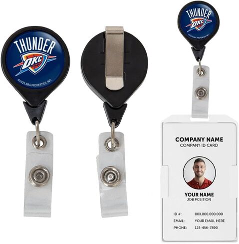 حامل شارة Desert Cactus Oklahoma City Thunder OKC القابل للسحب، بكرة معرف NBA مع مشبك تذكرة للحبل والعمل والمدرسة والمكتب (تصميم D) in Saudi Arabia