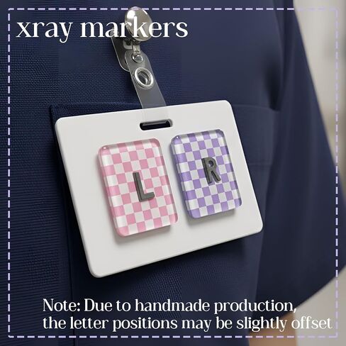 Xray Markers with Initials Checkered Two Tone X Ray Markers 1.5x1.2inch Include Reusable Adhesive Tapes for Xray Tech Student (Purple and Pink) in Kuwait