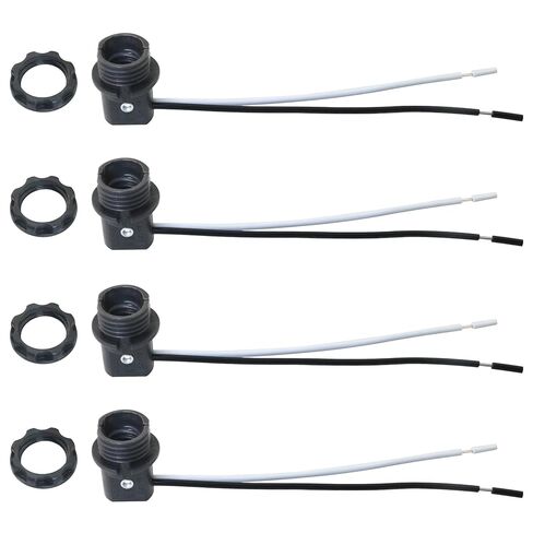 4PCS E12 Candelabra Base with 5.9 Inch Long Lead CUL Certified E12 Lamp Holder Candelabra Bulb Ring for Night Lights Chandeliers Ceiling Lights Table Lamps Black in Saudi Arabia
