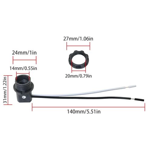 4PCS E12 Candelabra Base with 5.9 Inch Long Lead CUL Certified E12 Lamp Holder Candelabra Bulb Ring for Night Lights Chandeliers Ceiling Lights Table Lamps Black in Saudi Arabia