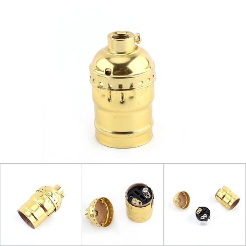 Vintage E27 Pendant Bulb Stand Retro E27 Lamp Holder Aluminum Socket Without Switch and Wire for Home Kitchen (Gold Without Switch and Wire) in Saudi Arabia