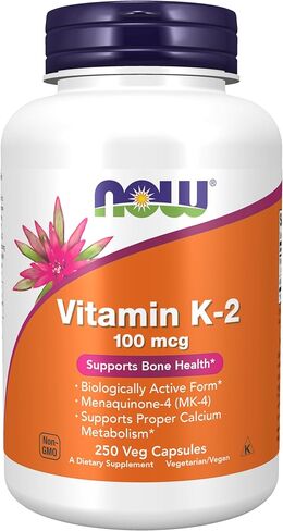 NOW Foods Supplements, Vitamin K-2 100 mcg, Menaquinone-4 (MK-4), Supports Bone Health*, 100 Veg Capsules in Saudi Arabia