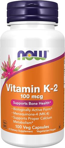NOW Foods Supplements, Vitamin K-2 100 mcg, Menaquinone-4 (MK-4), Supports Bone Health*, 100 Veg Capsules in Saudi Arabia