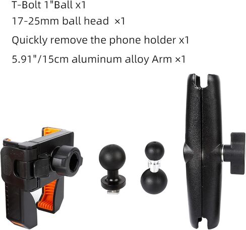 حامل هاتف xik Kayak مع كرة T-Bolt، حامل الهاتف الخلوي على مسار القارب، [قفل وإطلاق 1 ثانية] [قابل للتعديل 360 درجة]، يناسب الهواتف الذكية مقاس 4.7 بوصة - 7.2 بوصة in Kuwait